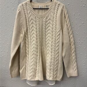 CAbi Cream Cable Knit Sweater
